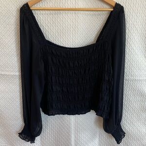 Express Black Smocked Blouse. Cropped/Off The Shoulder Style. XL. Gently Used.